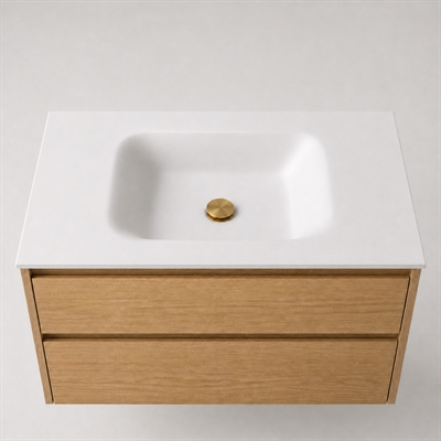 Corian wastafelblad 102 cm incl. Lux wastafel, Glacier White