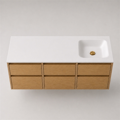 Corian wastafelblad 152 cm incl. Type 7 wastafel, rechts, Glacier White