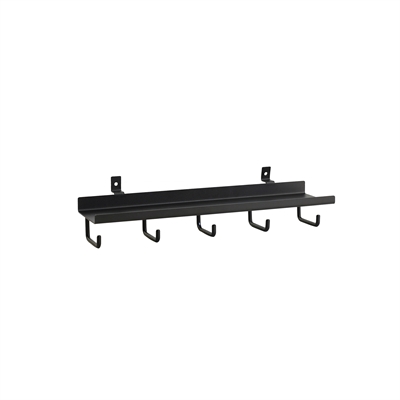 Zwarte plank met 5 haken