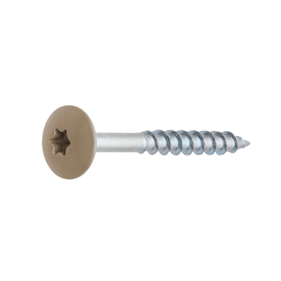 Montageschroef van metaal met platte, beige kop en torx-aandrijving